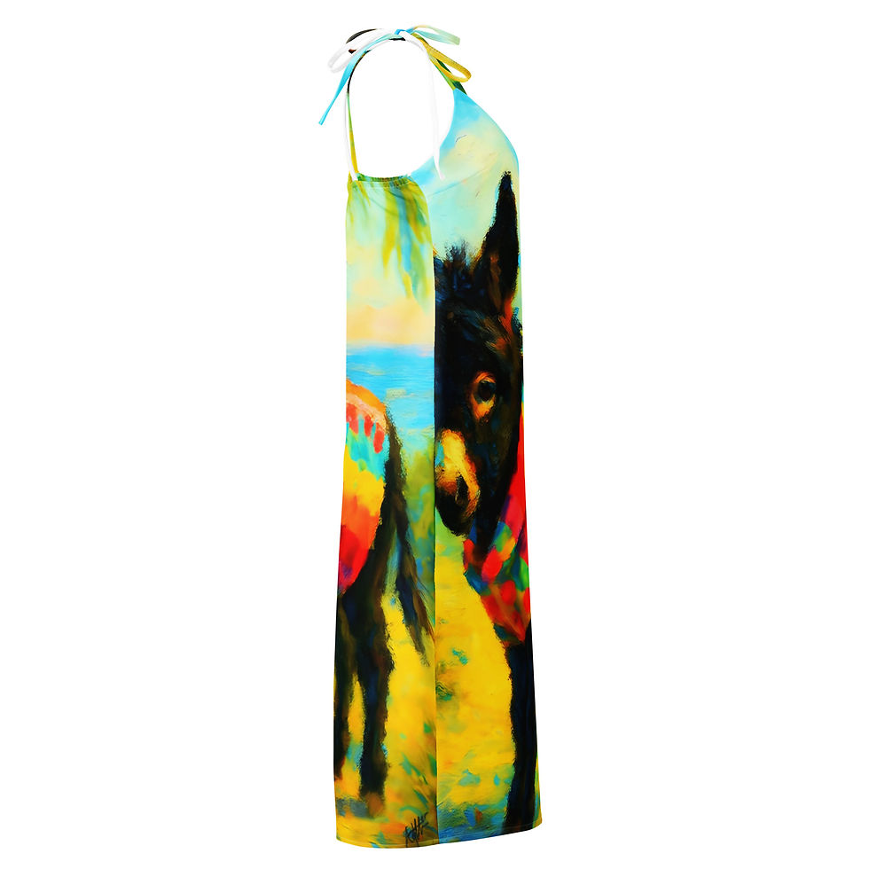 Thumbnail: Whisky in bloom little donkey Tie-strap midi dress