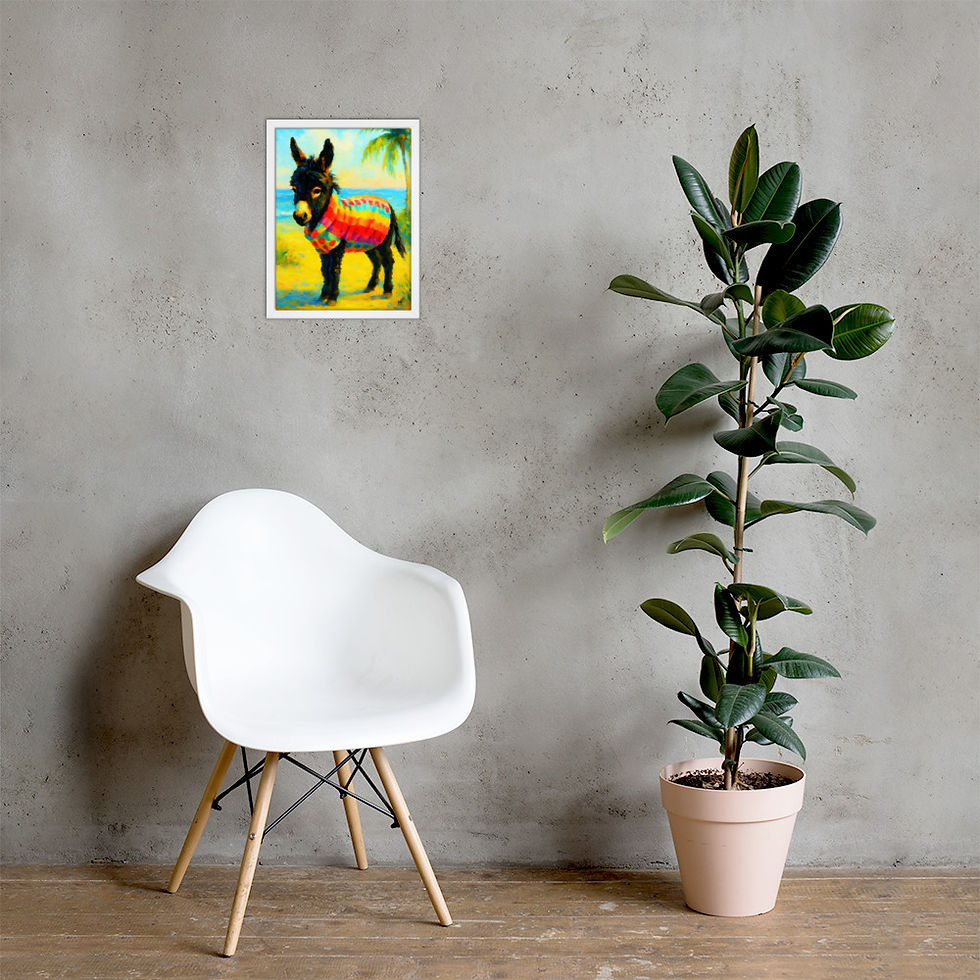 Thumbnail: Framed poster little donkey 12 x 16"