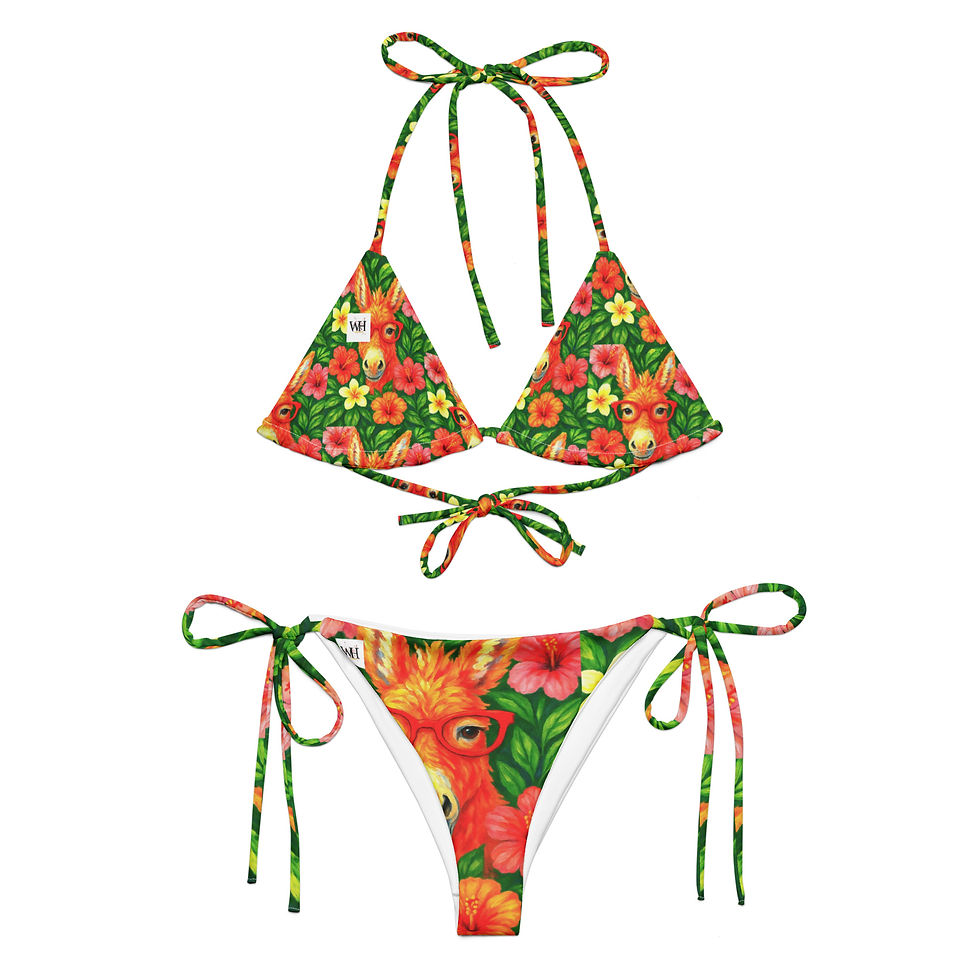 Whisky Orange green All-over print recycled string bikini