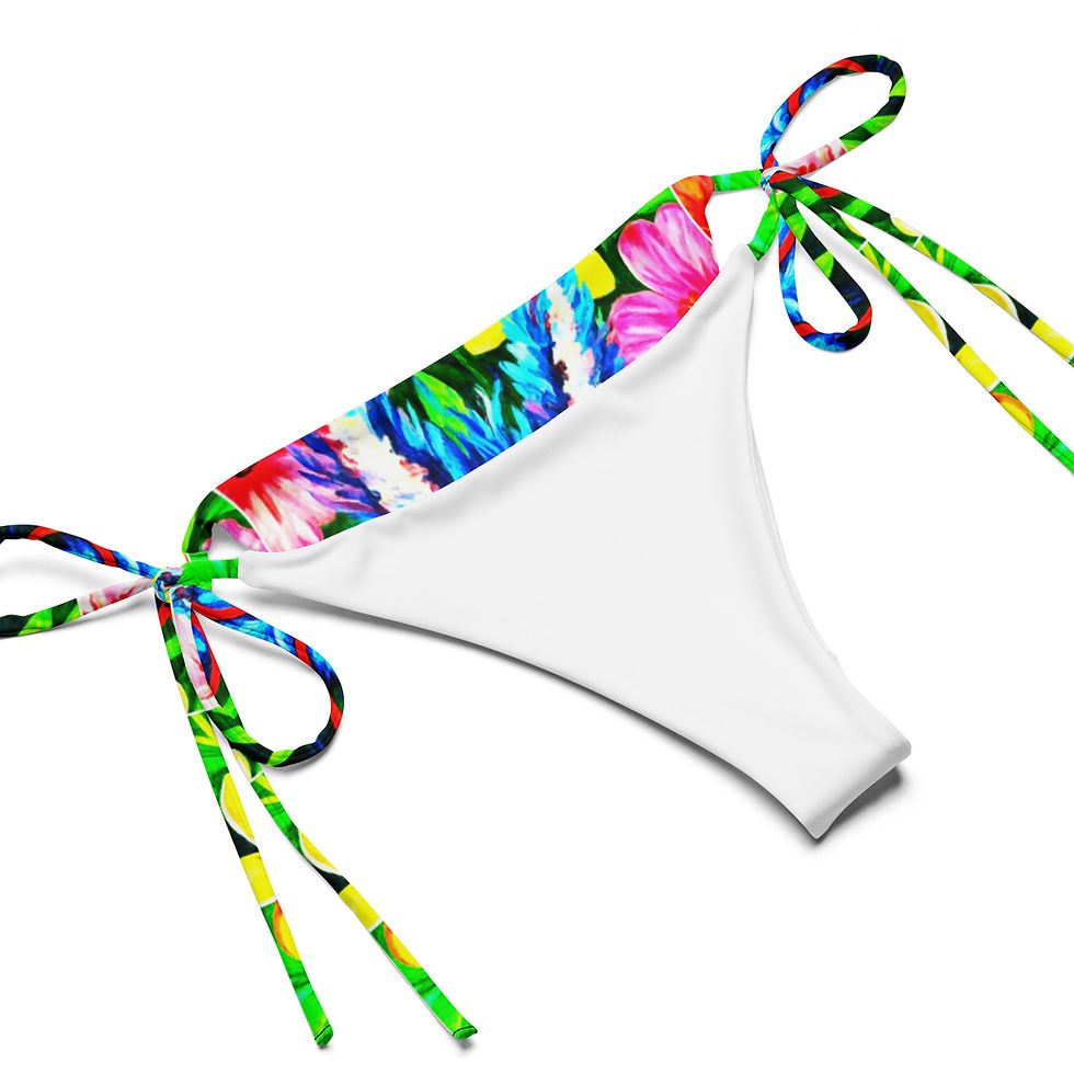 Thumbnail: Whisky in bloom blue All-over print recycled string bikini