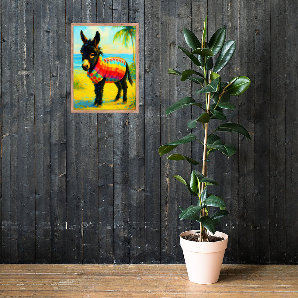 Thumbnail: Framed poster little donkey 18x 24"