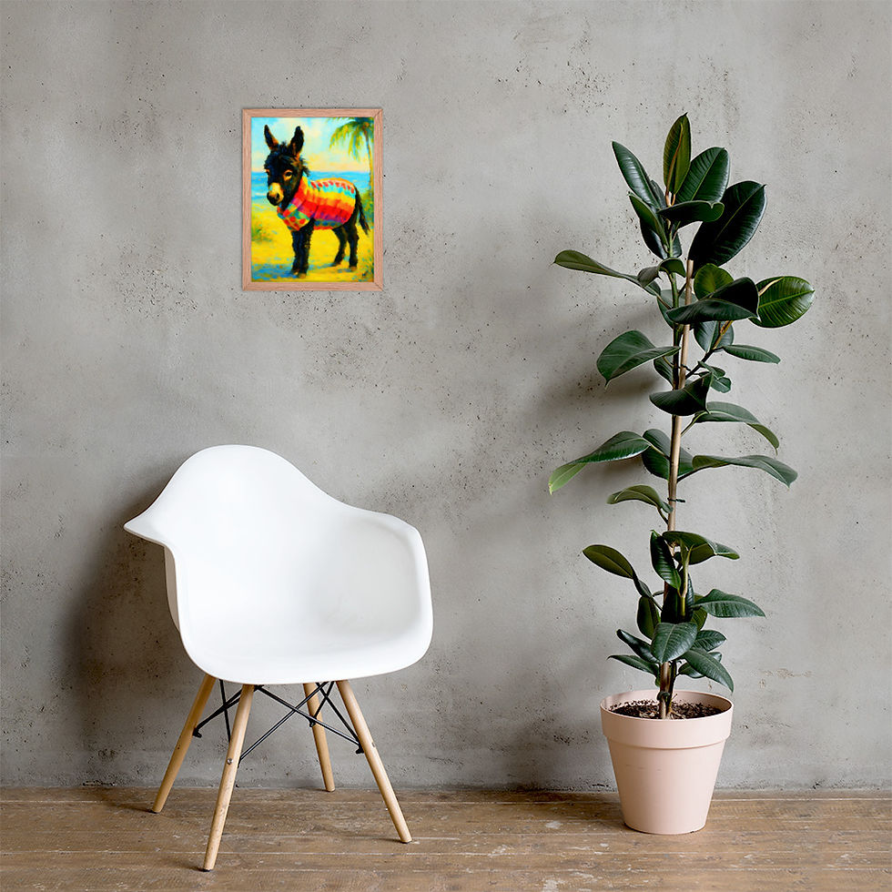 Thumbnail: Framed poster little donkey 12 x 16"