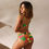 Thumbnail: Whisky Orange green Recycled high-waisted bikini