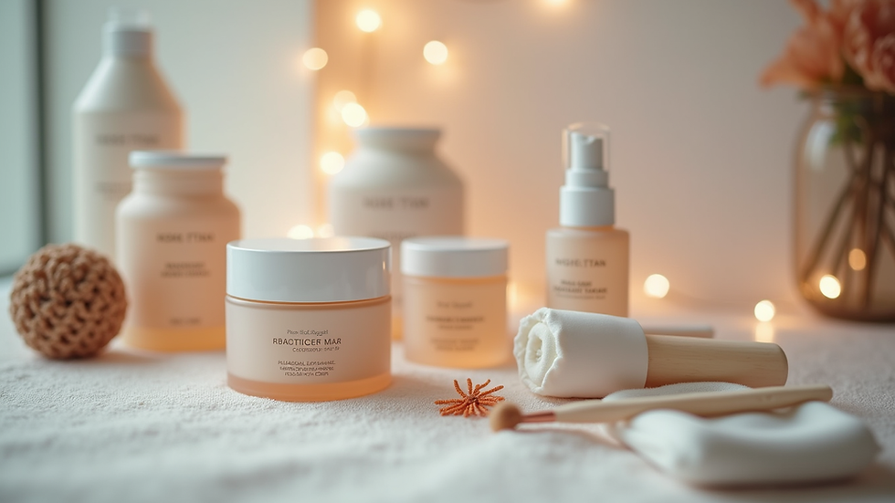 Close-up view of a skincare consultation setup with products and tools
