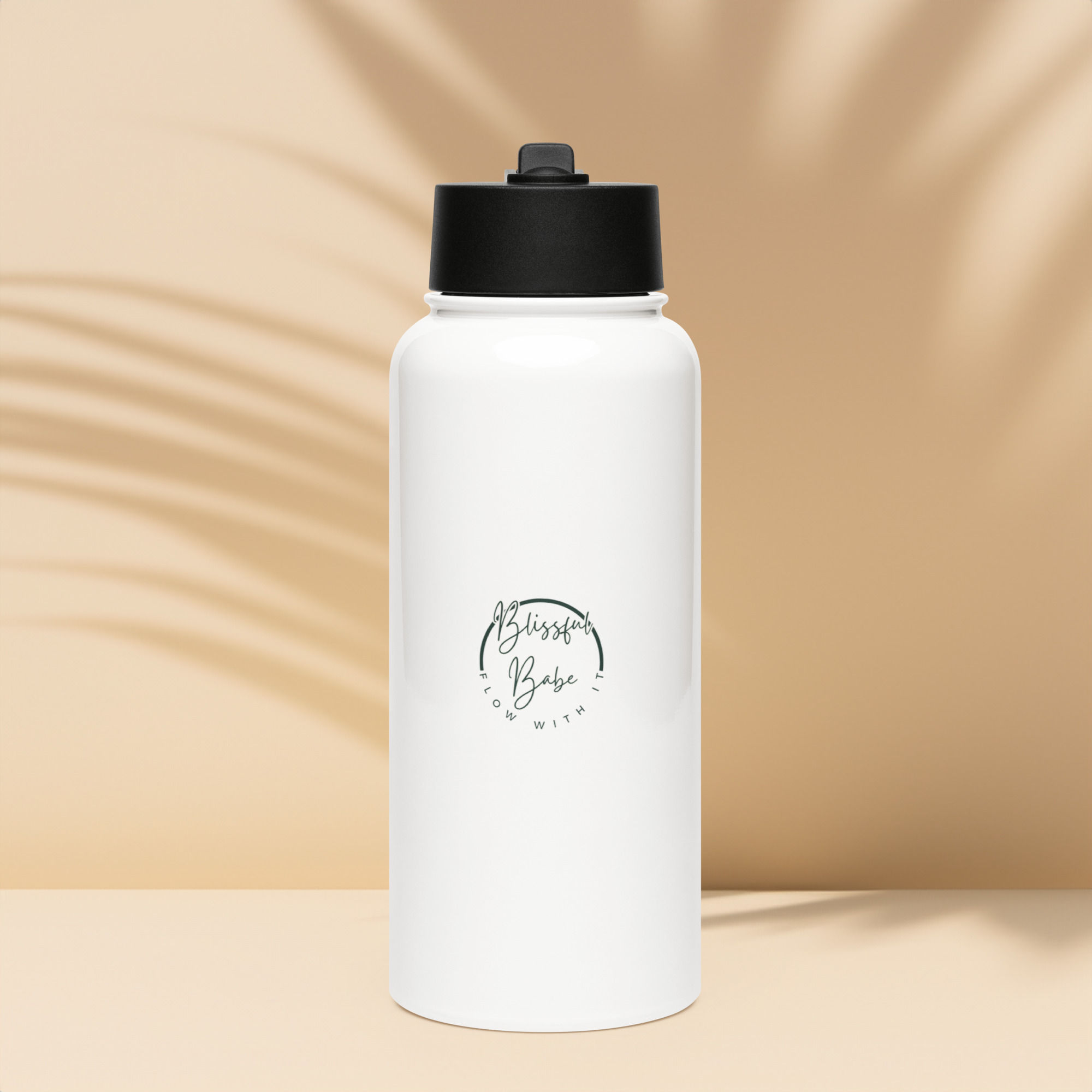 Stainless steel water bottle with a straw lid