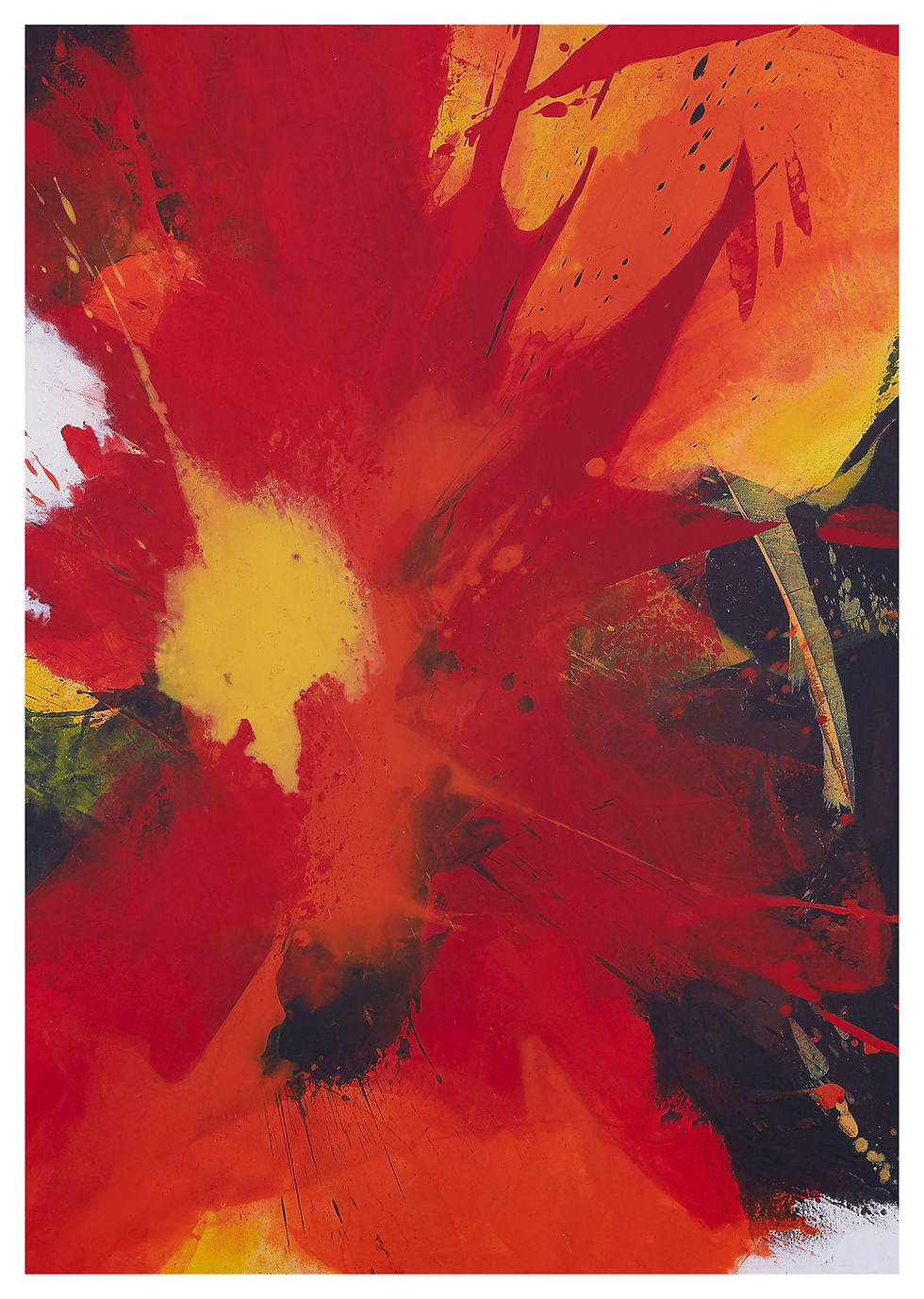 Feuer der Entschlossenheit– farbintensiver abstrakter Giclée-Druck mit roten Tönen