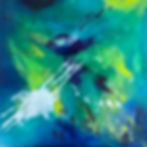 IM WANDEL DER TIEFEN 2 |  Blau-grünes Acrylbild mit dynamischer Komposition und Symbolik von Veränderung