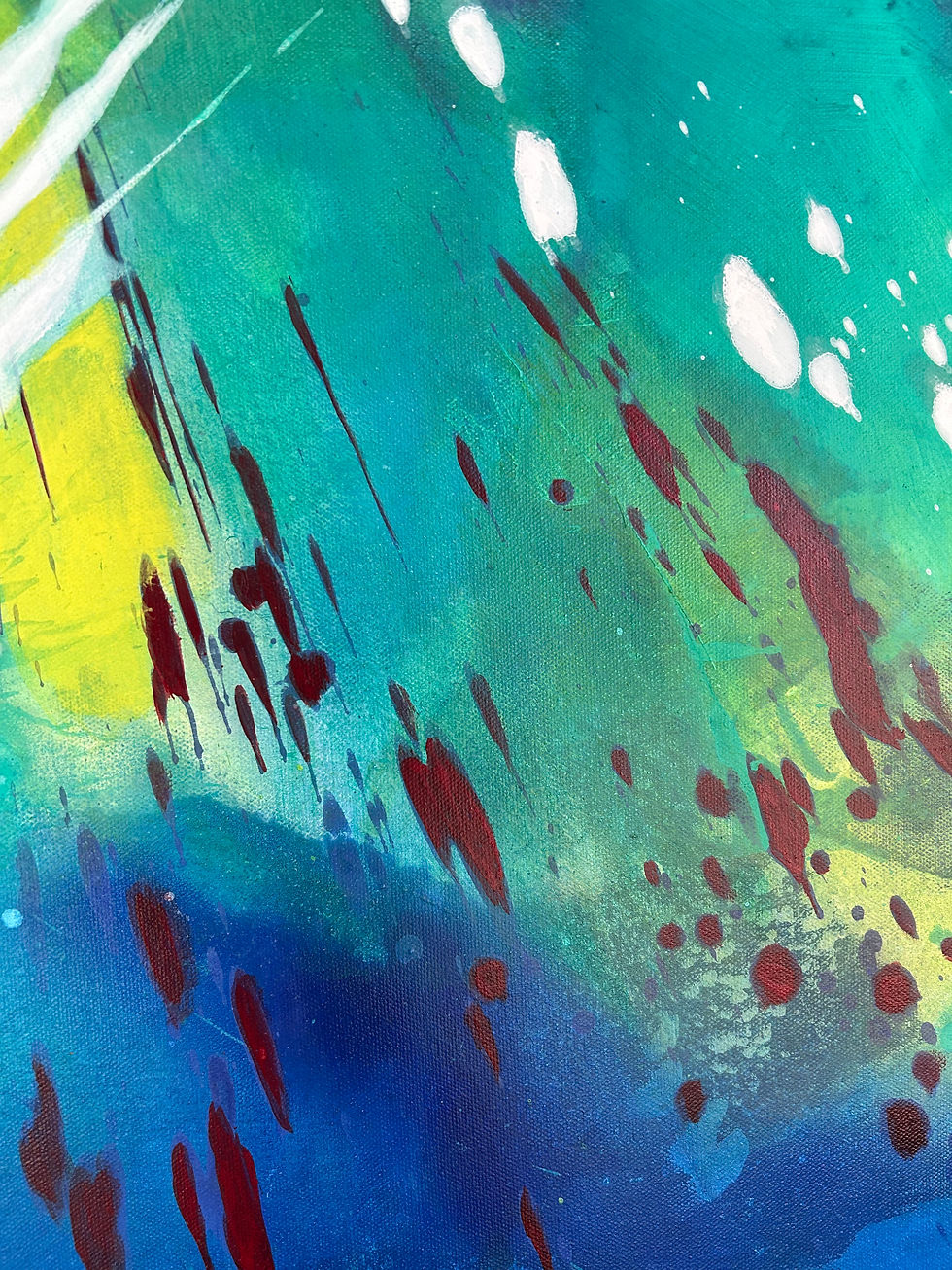 Miniaturbild: IM WANDEL DER TIEFEN 7 |  Blau-grünes Acrylbild mit dynamischer Komposition und Symbolik von Veränderung