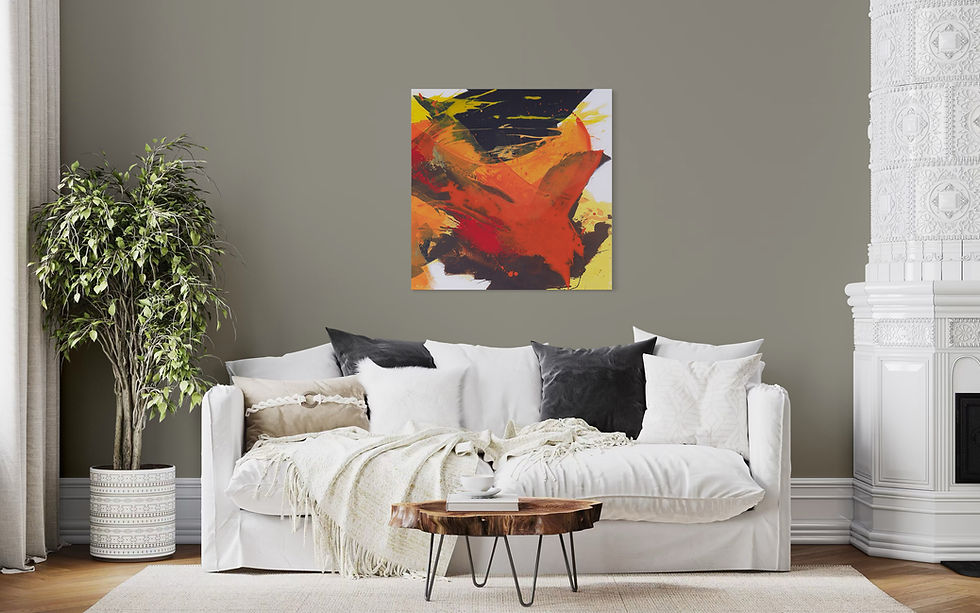 Feuer der Lebensfreude I als Kunstprint im Wohnzimmer