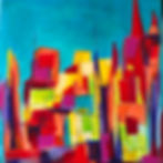 BILDERSET DUO METROPOLITAN LIGHTS 2 Urbanes Acrylkunstwerk mit klaren Linien, kräftigen Farbflächen u architektonischem Flair