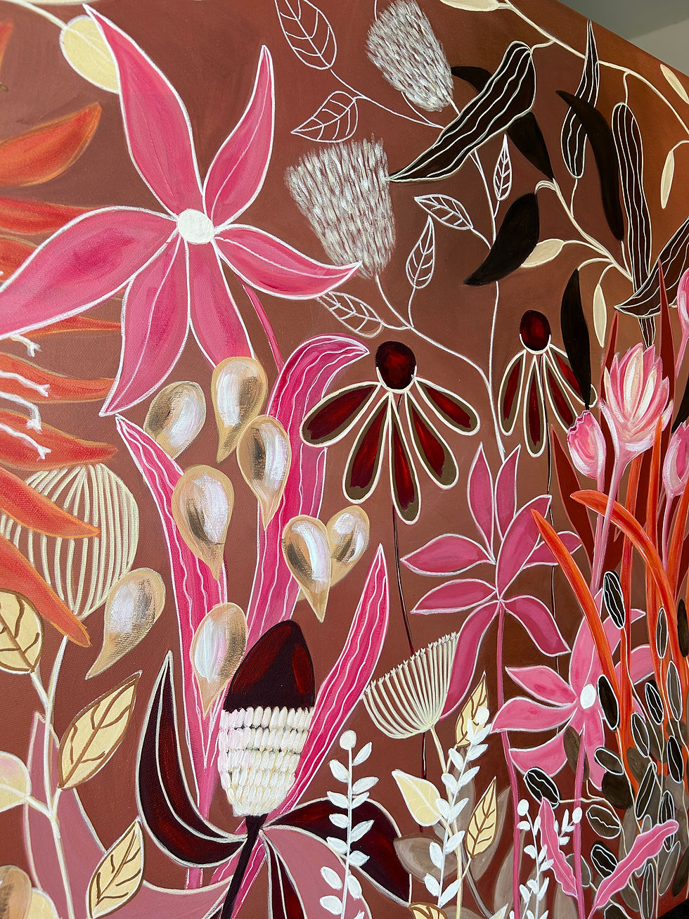 Miniaturbild: Zwischen Blatt und Form 7 | modernes Acrylbild mit floralen Strukturen und warme Tönen