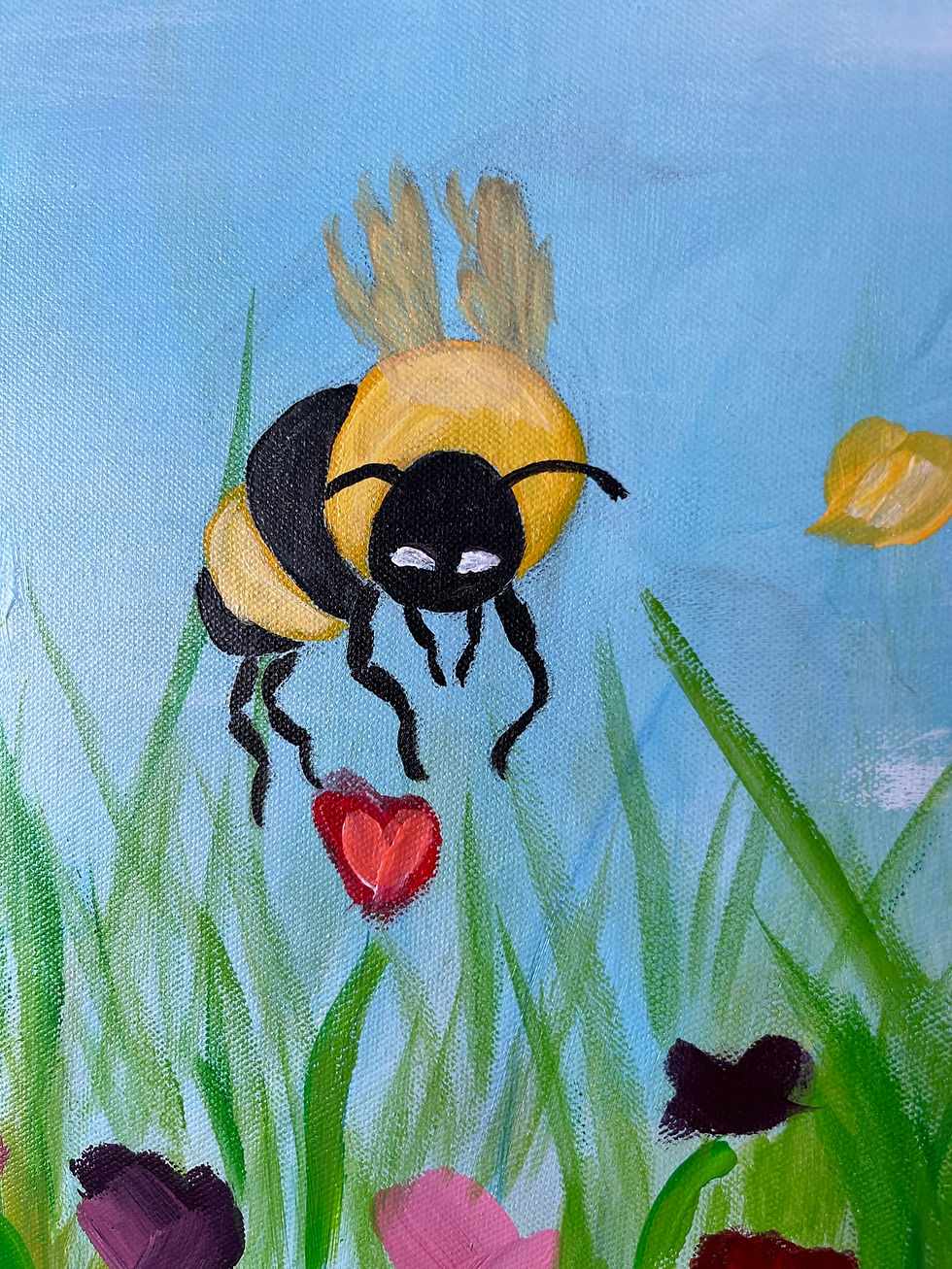 Miniaturbild: BIENE MAJA UND WILLI MACHEN EINEN AUSFLUG 3 Farbenfrohe Blumenwiese mit zwei Bienen u Farben in Rot, Gelb, Pink, Grün, Blau