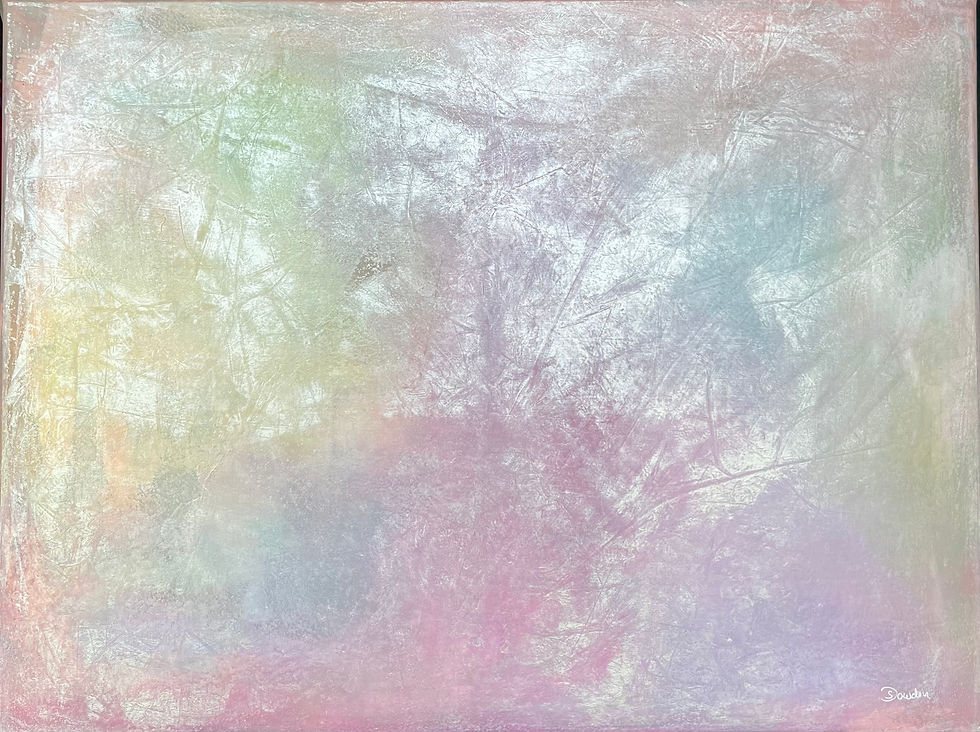 SHINY MOMENTS 2 | Abstraktes Acrylbild in Pastellfarben mit schimmerndem Pearlweiß