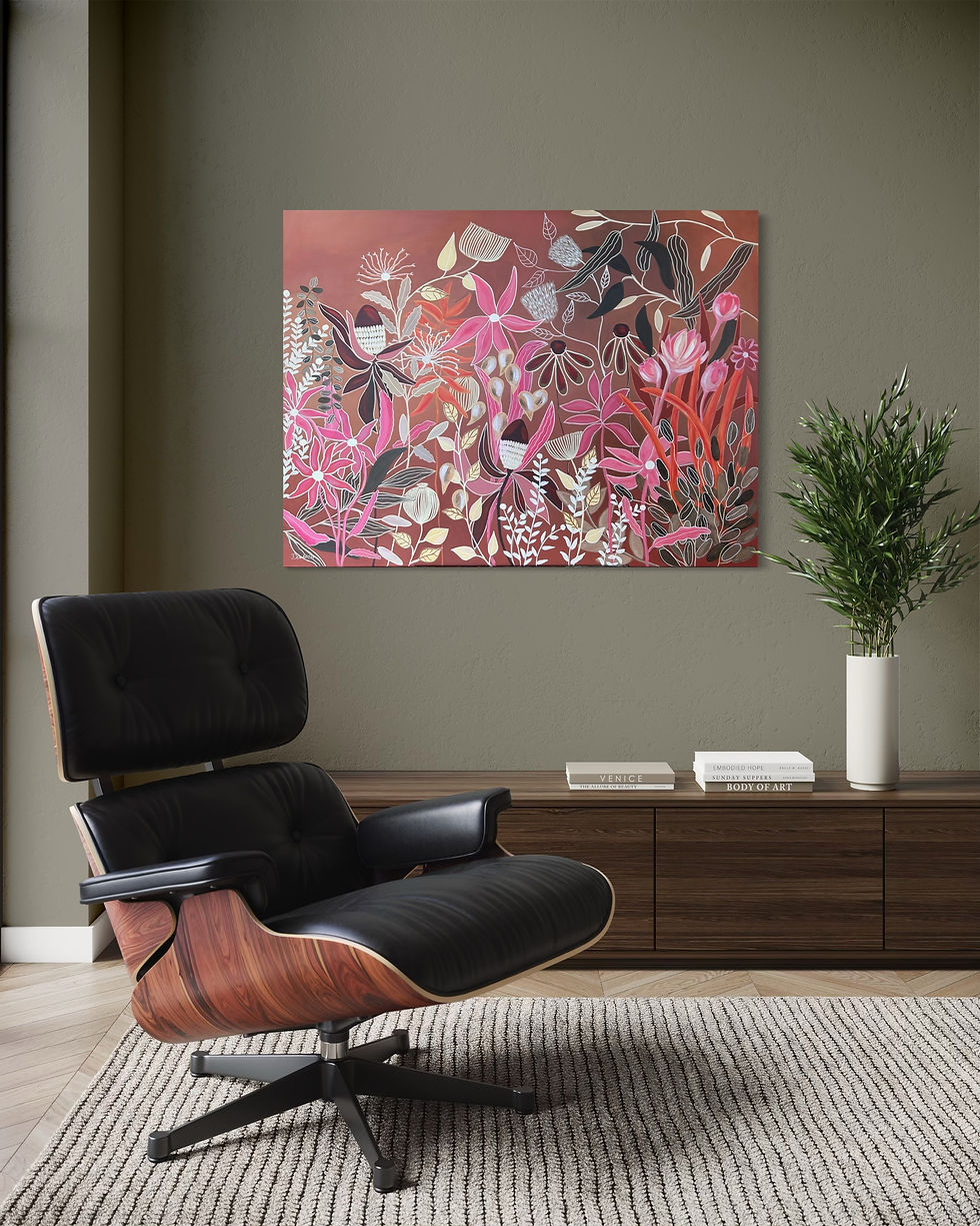 Miniaturbild: Zwischen Blatt und Form 12 | modernes Acrylbild mit floralen Strukturen und warme Tönen