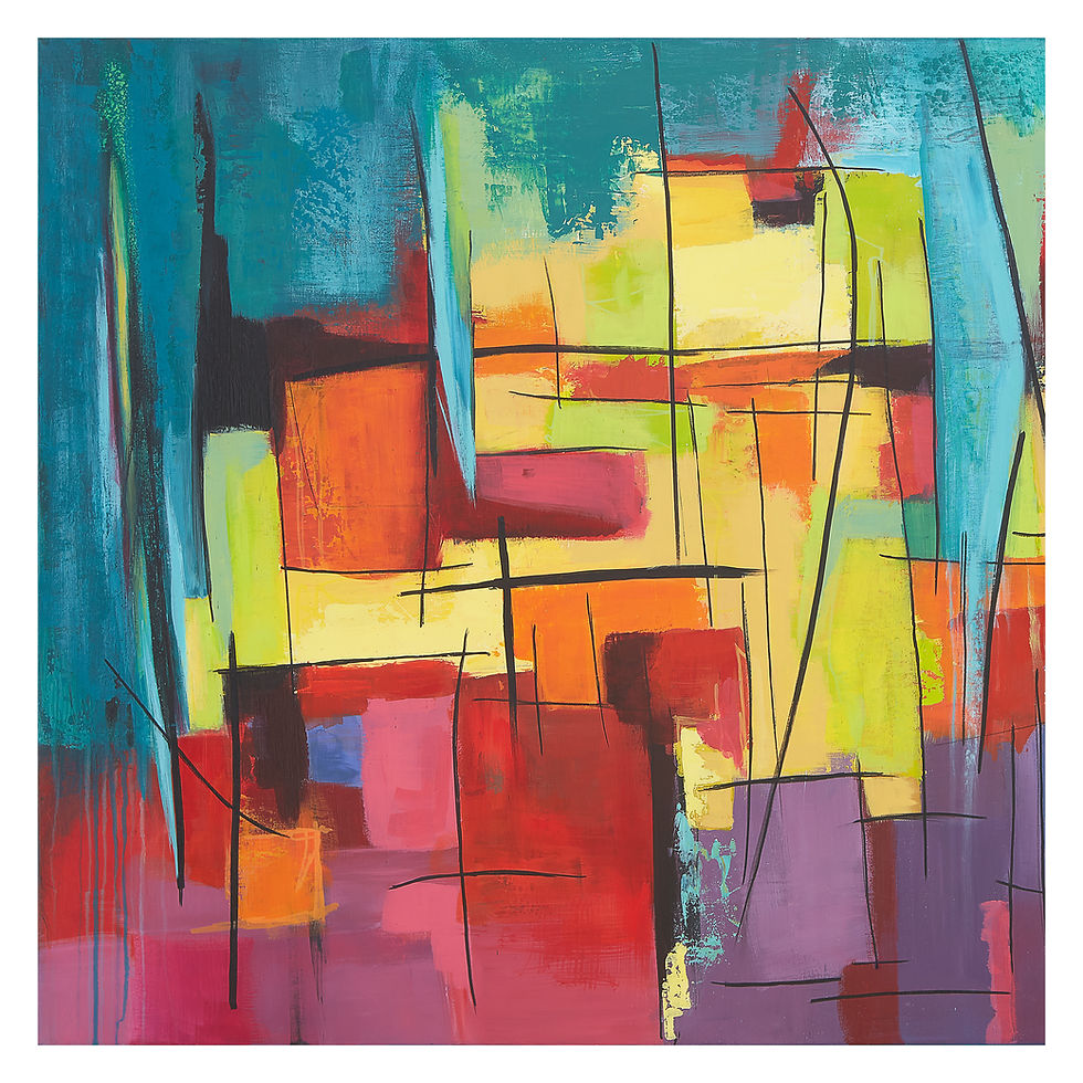 Die leuchtende Stadt II – farbintensiver abstrakter Giclée-Druck mit geometrischen Formen