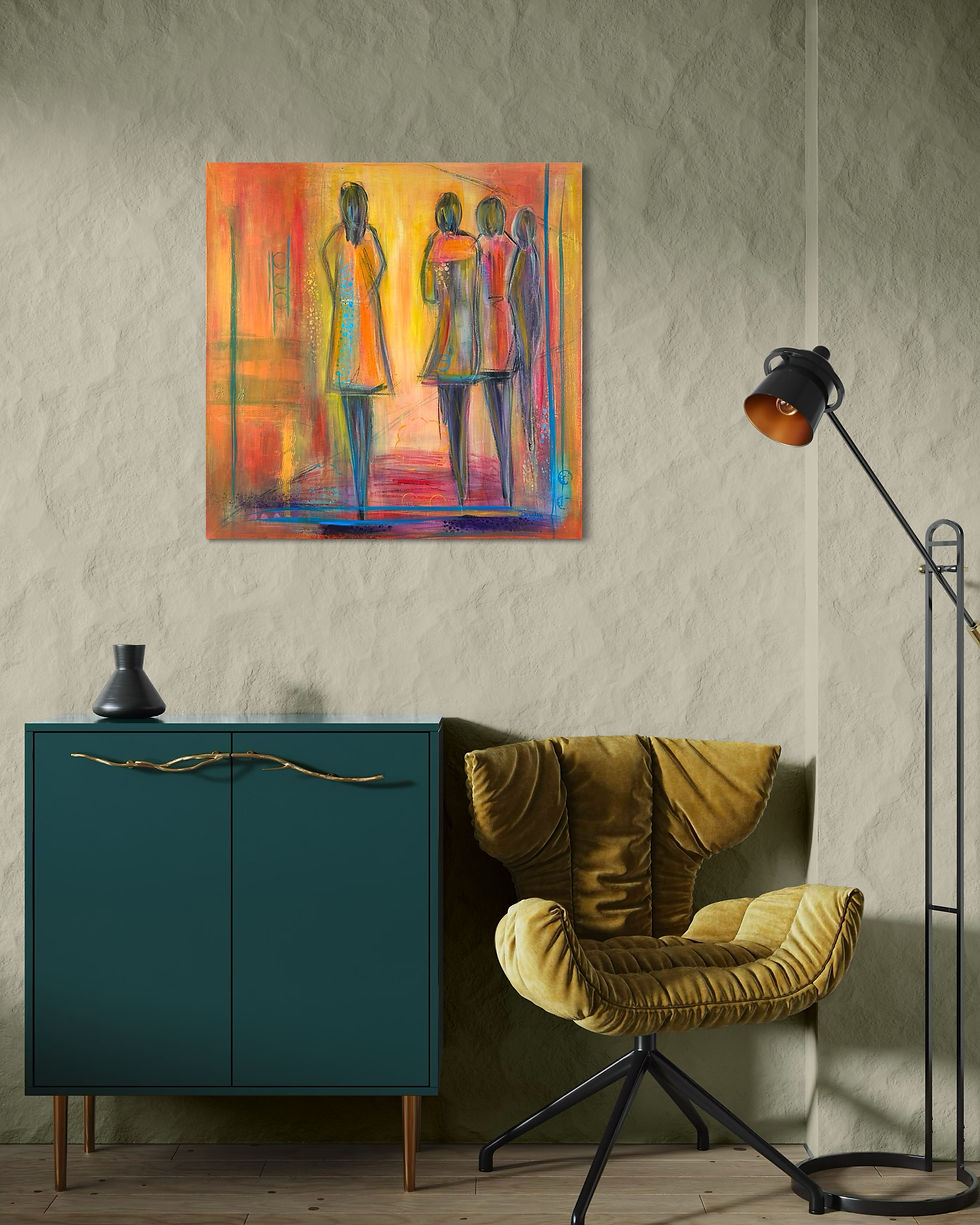 Miniaturbild: BEST FRIENDS 12 | Moderne Kunst über Freundschaft mit stilisierten Silhouetten und harmonischen Erdfarben