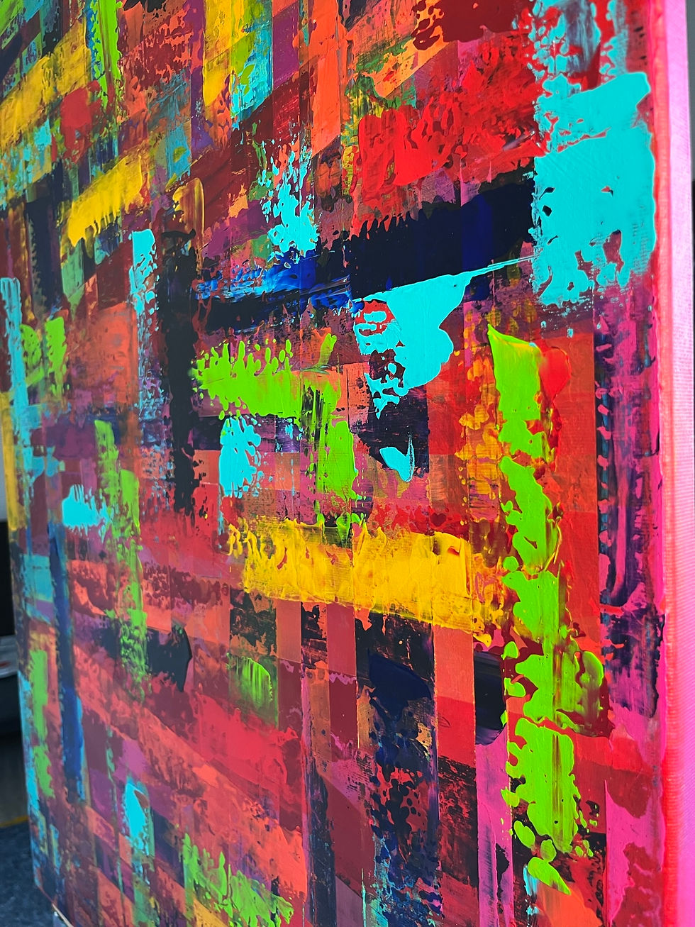 Miniaturbild: VILLA KUNTERBUNT 8 Abstraktes Acrylbild mit kräftigen Farben in Rakeltechnik
