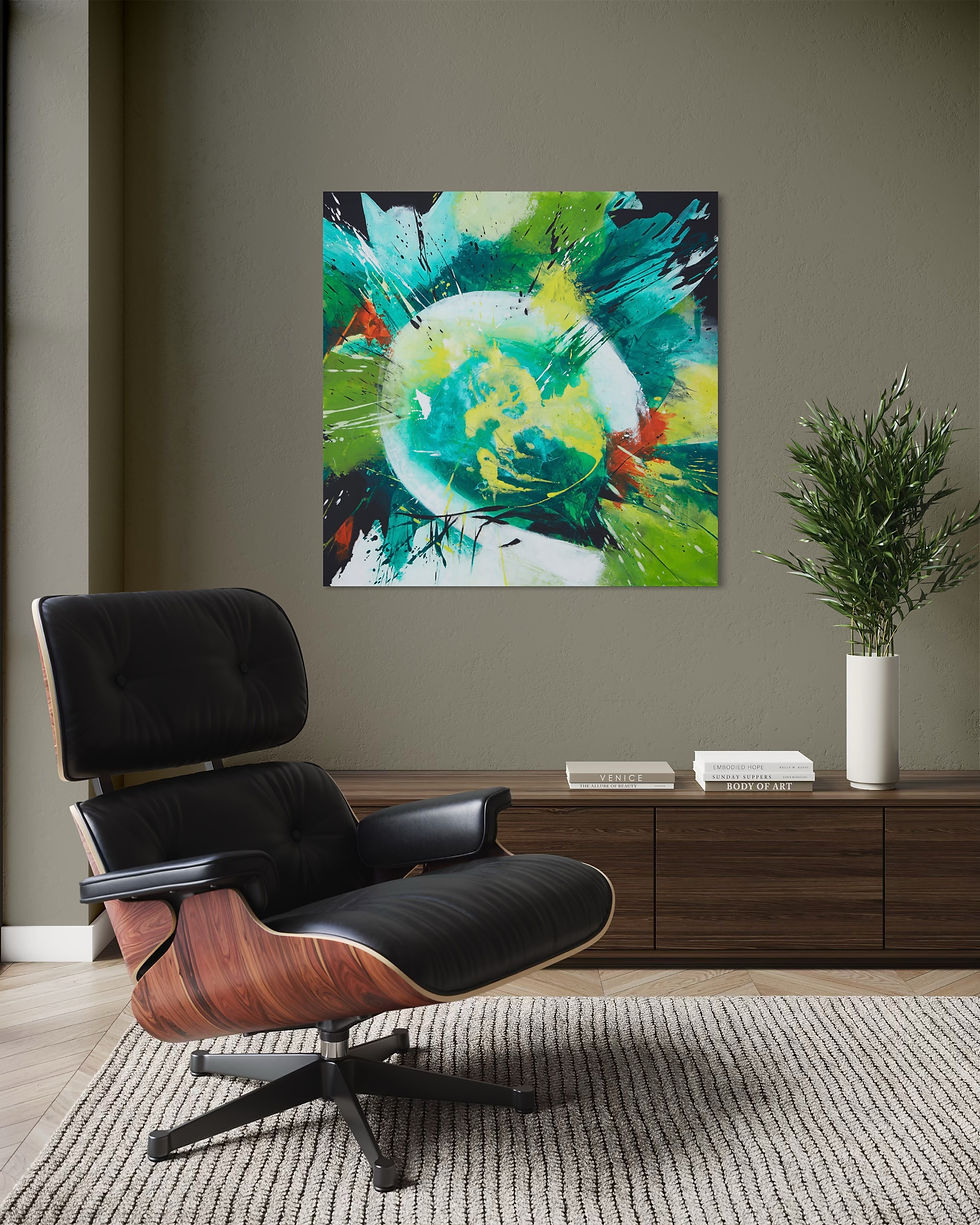 Energie im Fluss I als Kunstprint in einem Wohnraum