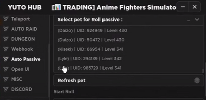 Yuto Hub Script dupar itens anime fighters