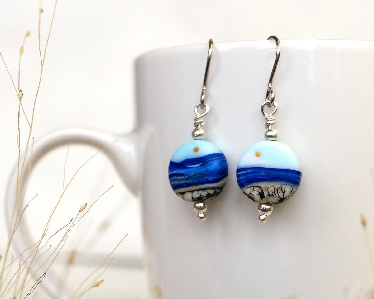 Calm day seascape earrings