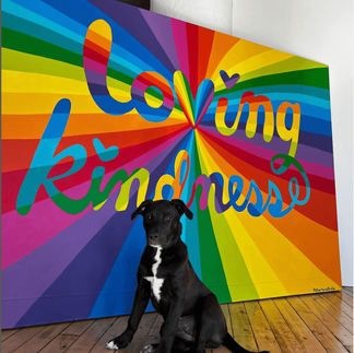 loving kindness painting in rainbow colors