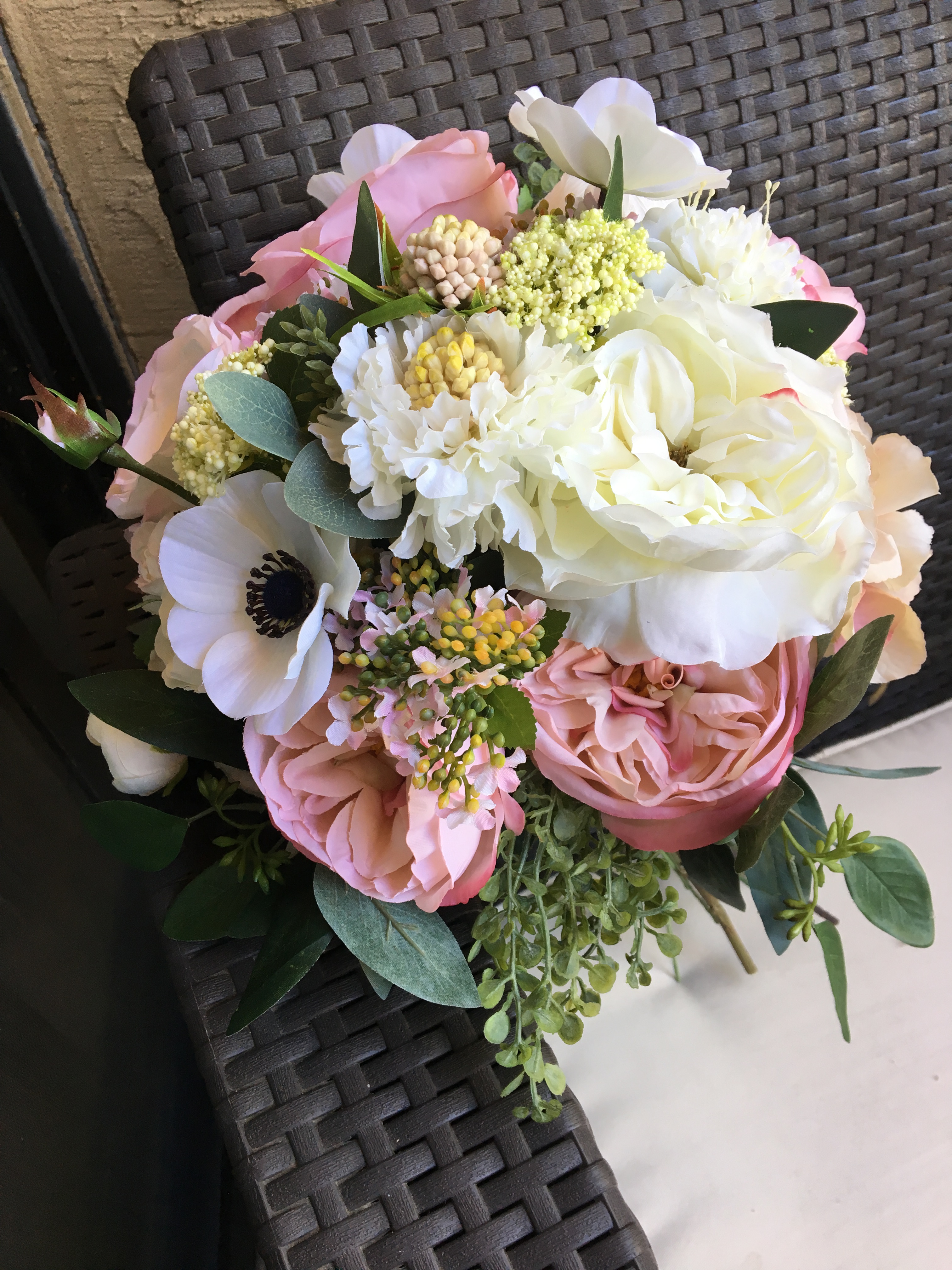 Blush pink silk bridal bouquet