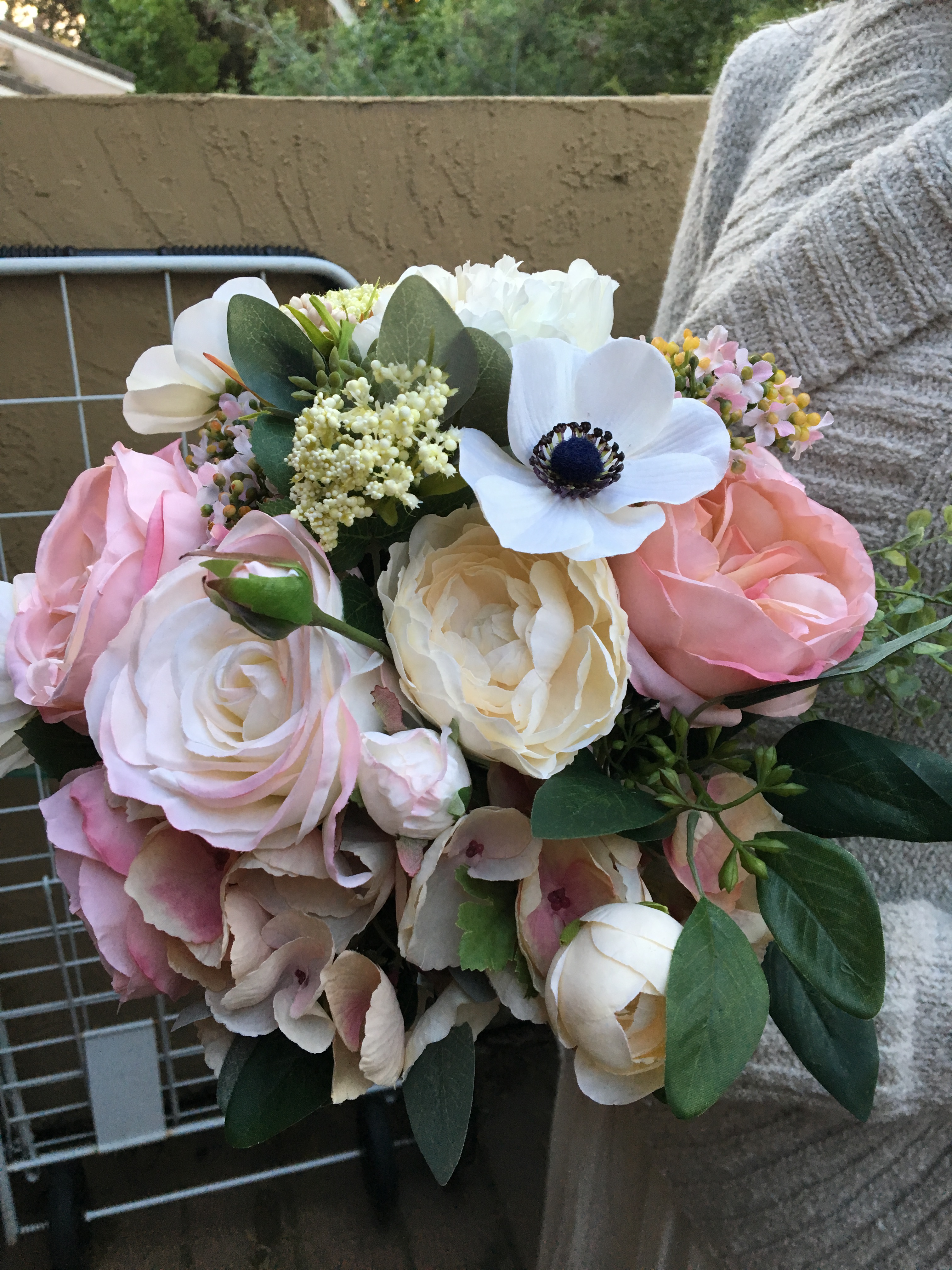 Blush pink silk bridal bouquet