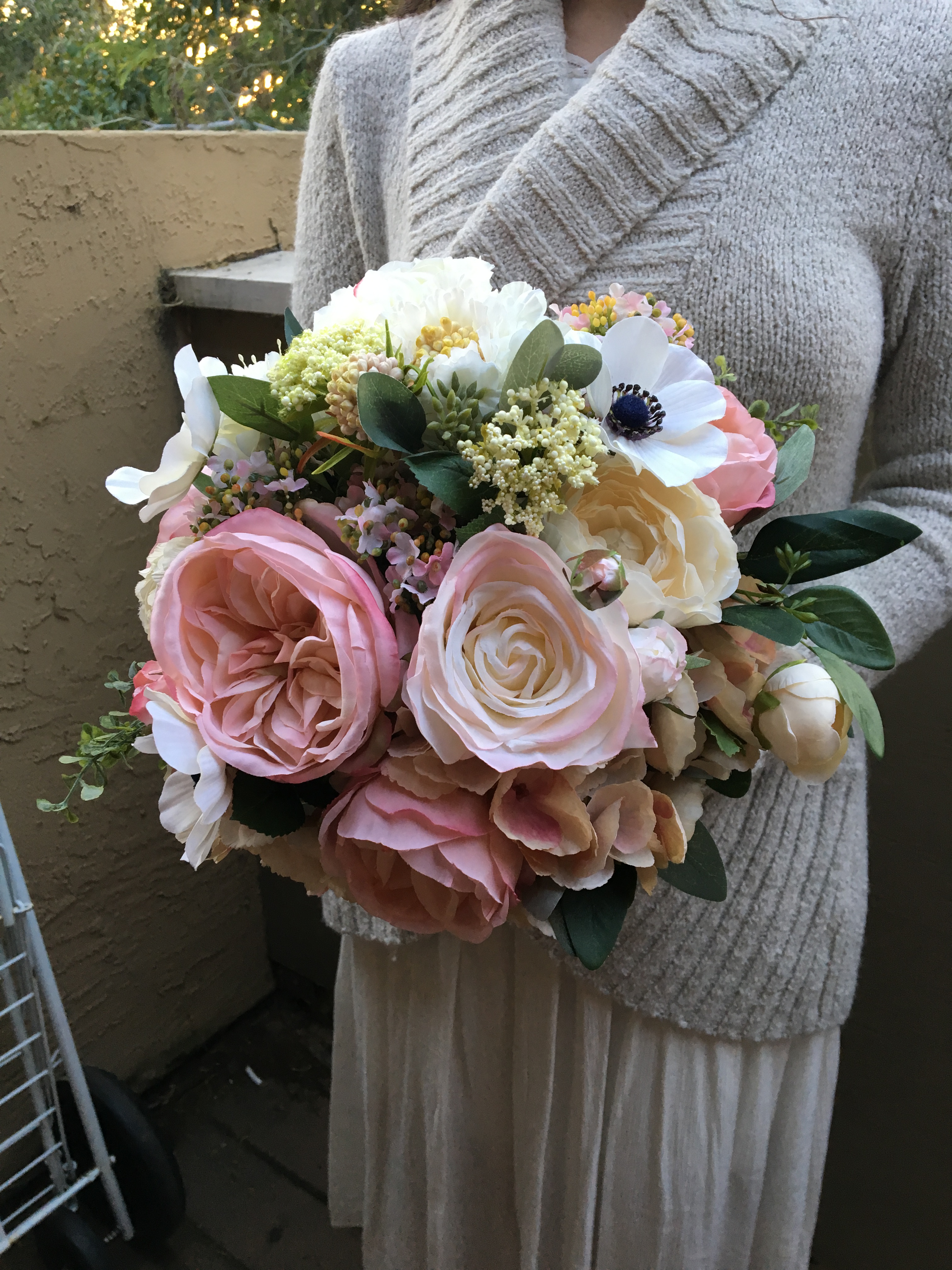 blush pink silk bridal bouquet