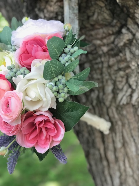 Pink silk bridal bouquet