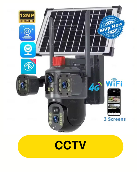 CCTV displaying solar function and wire 12mp