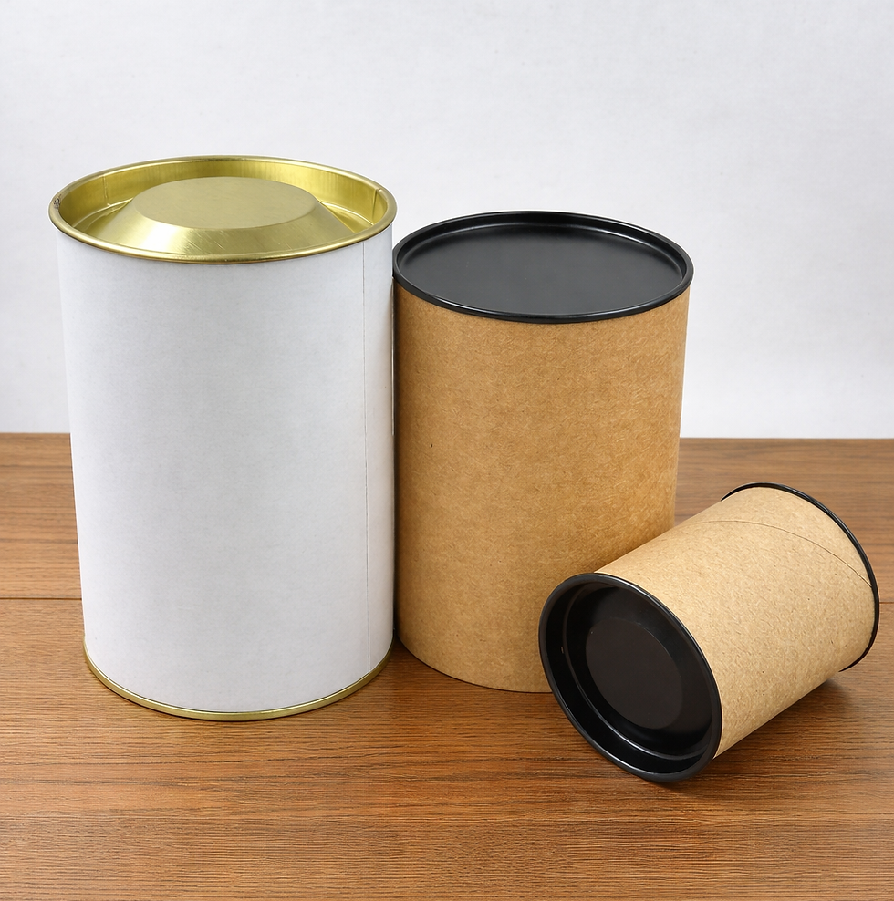 Composite paper tubes and cans for custom packaging and bulk supply