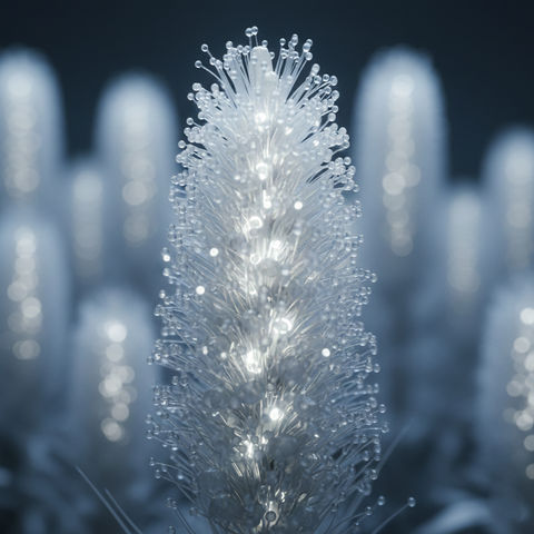Gros plan macro plante blanche lumineuse gouttes eau