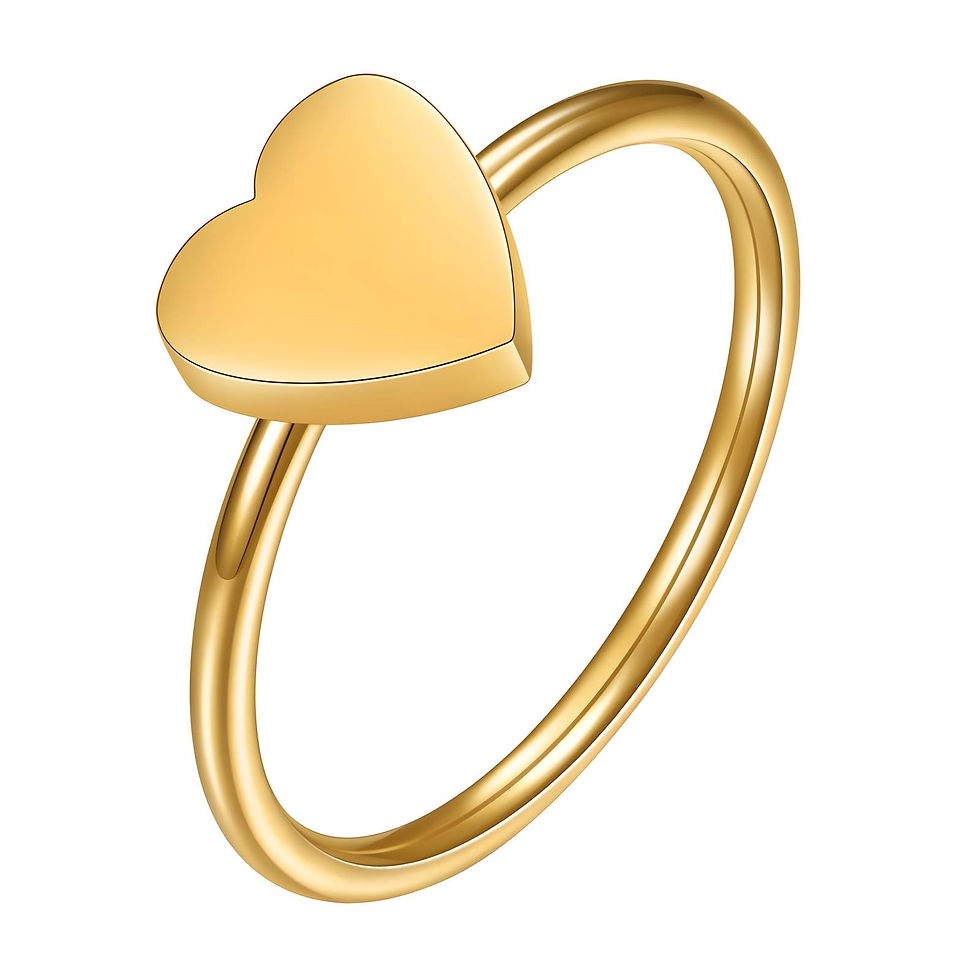 Gold heart ring, 18K Gold Plated Steel, simple design on white backdrop, Donna's Dazzling