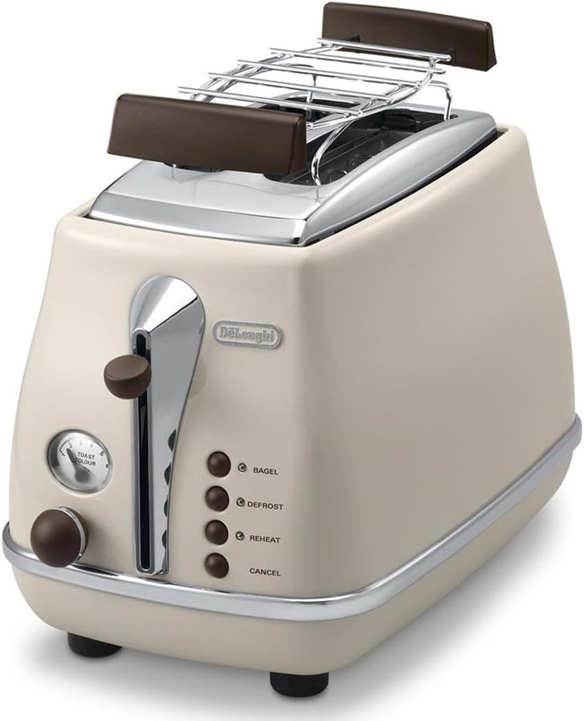 Beiger Toaster mit Aufsatz im Vintage-Look