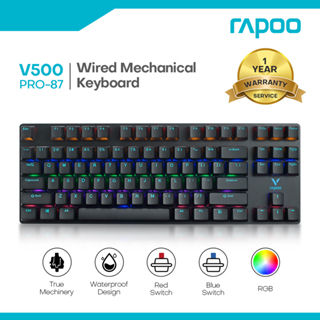 Rapoo V500PRO-87Backlit Mechanical Gaming keyboard Dust and Water Resistance Mi