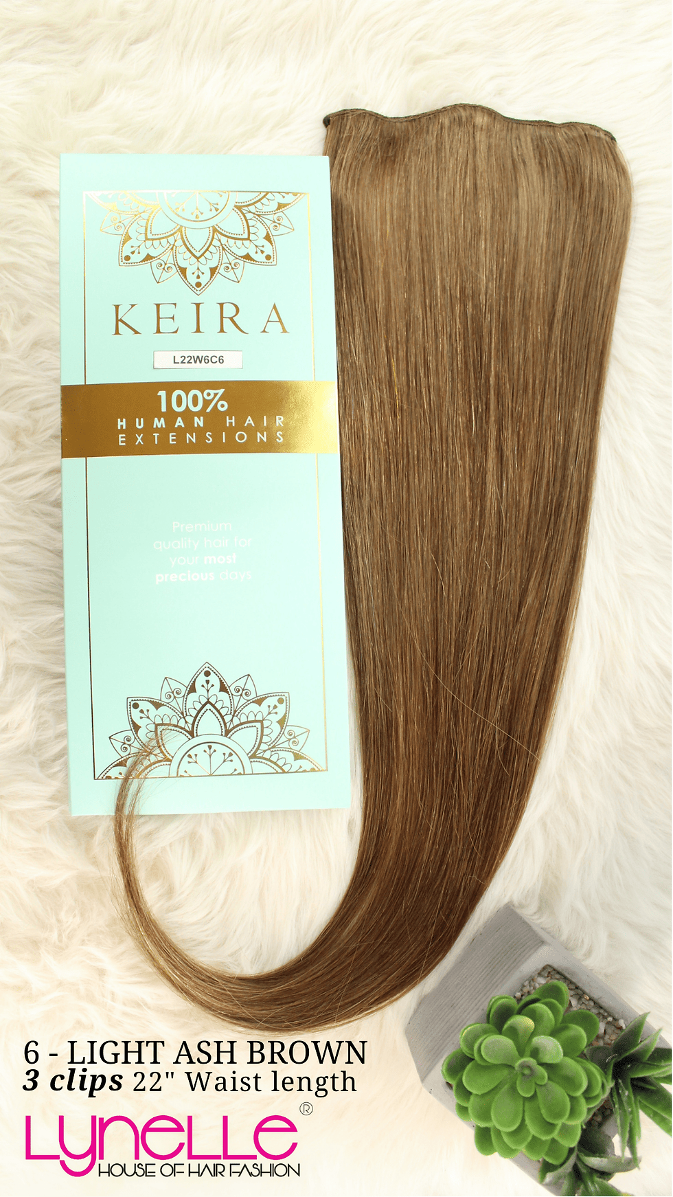 Thumbnail: Keira Human Hair Extensions Waist Length 22" 3-clip, Natural Color L22W6