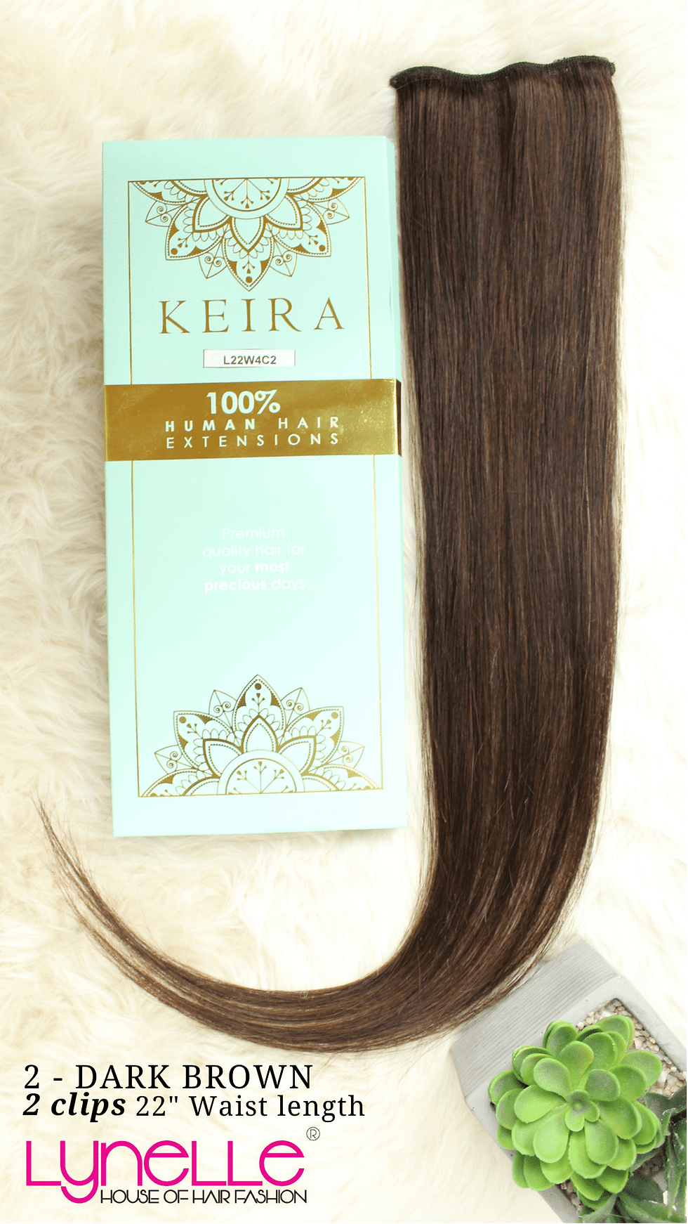 Thumbnail: Keira Human Hair Extensions Waist Length 22" 2-clip, Natural Color L22W4