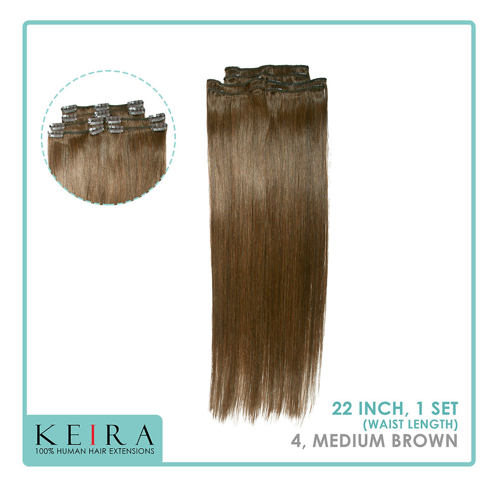 Thumbnail: Keira Human Hair Extensions Waist Length 22" Full Head Set, Natural Colors