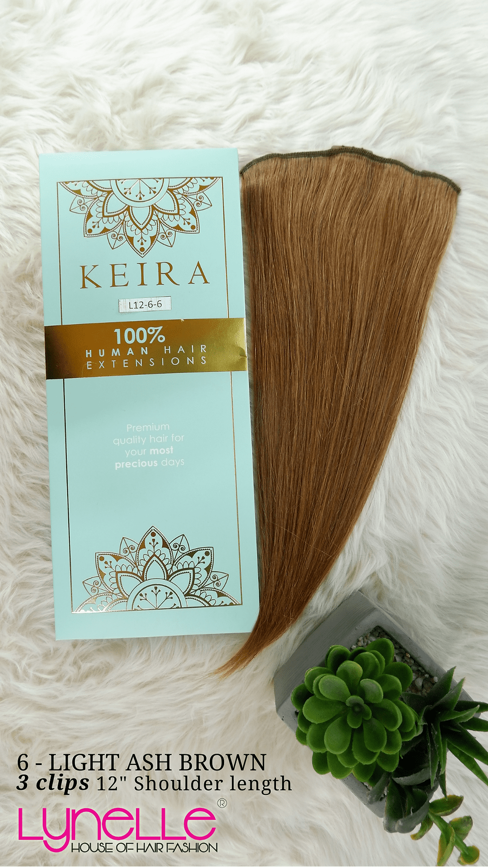 Thumbnail: Keira Human Hair Extensions Shoulder Length 12" 3-clip, Natural Color L12W6