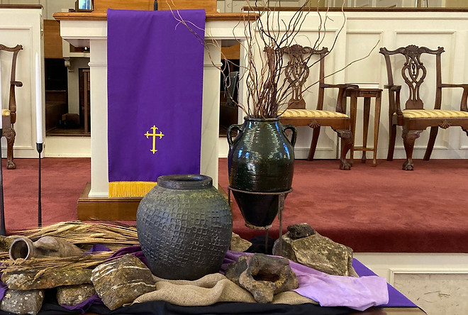 The altar table scape during lent
