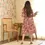 Thumbnail: RustOrange Baby Pink Abstract Print Flared Dress