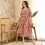 Thumbnail: RustOrange Baby Pink Abstract Print Flared Dress
