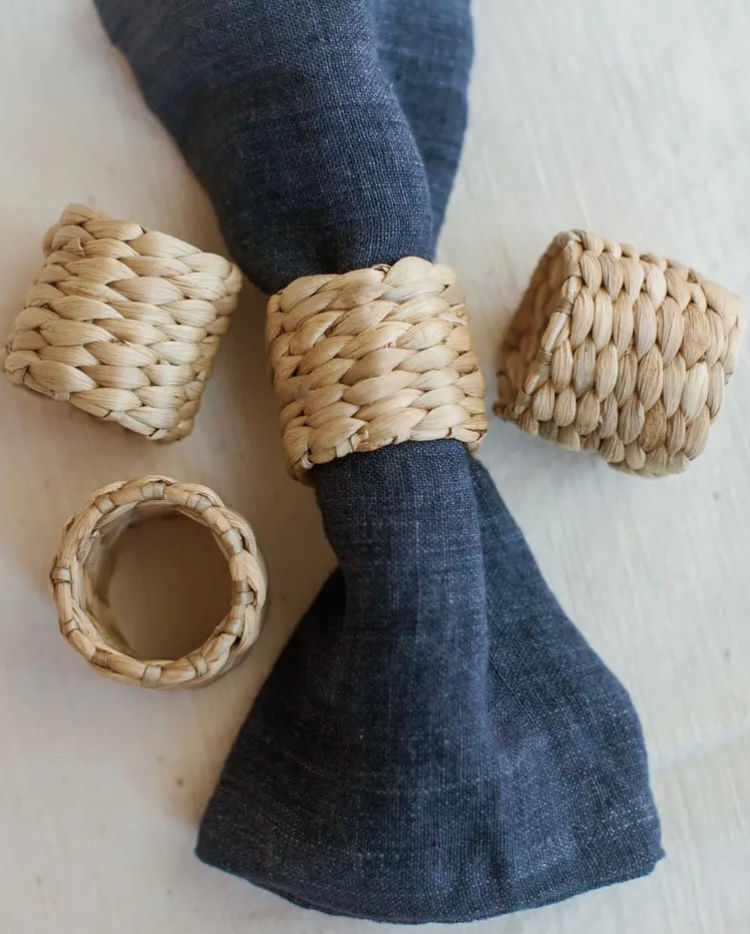 Thumbnail: Set of 4 Water Hyacinth Napkin Rings
