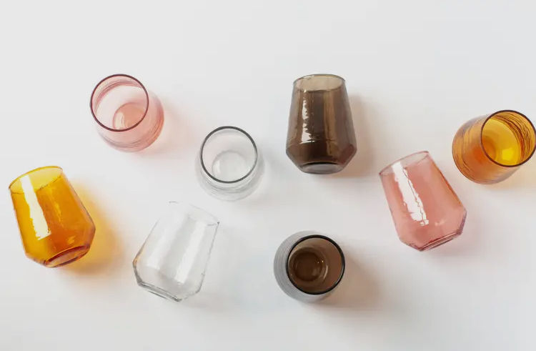 Thumbnail: Handblown Hammered Glass Water Tumbler ~ Pair of 2