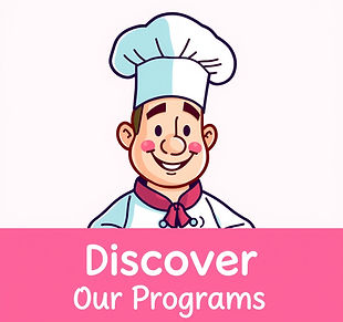 chef image animation, write the words under then image, under it write Discover Our Progra