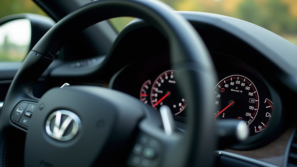Close-up view of a luxury car dashboard showing maintenance indicators