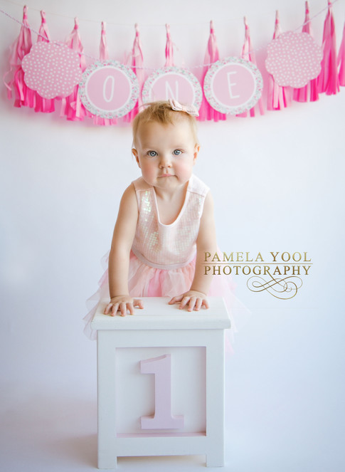 Pink and white First Birthday Photography Toronto Photo Studio