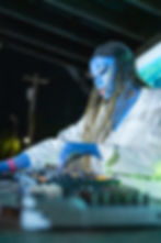 Close-up of Yoki Lei mixing on her DJ controller