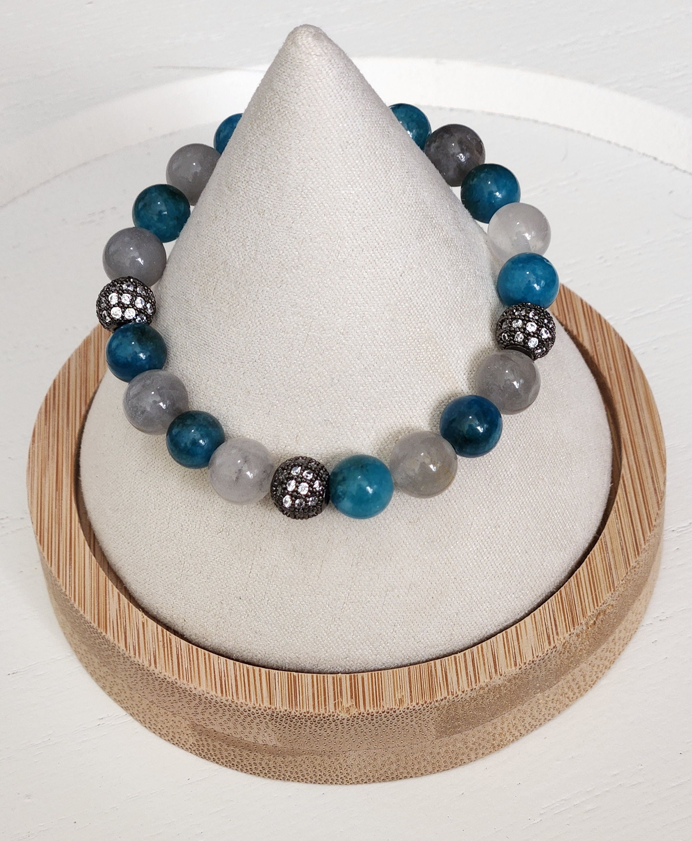 Blue Apatite w/ Cloud Quartz