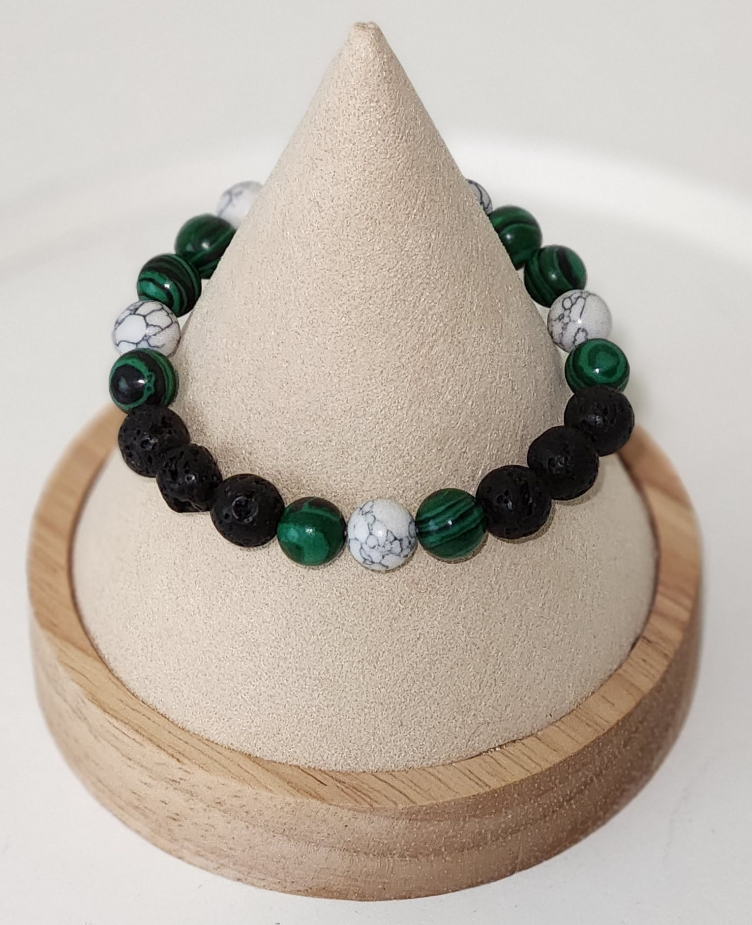 Malachite & Howlite w/ Lava rock